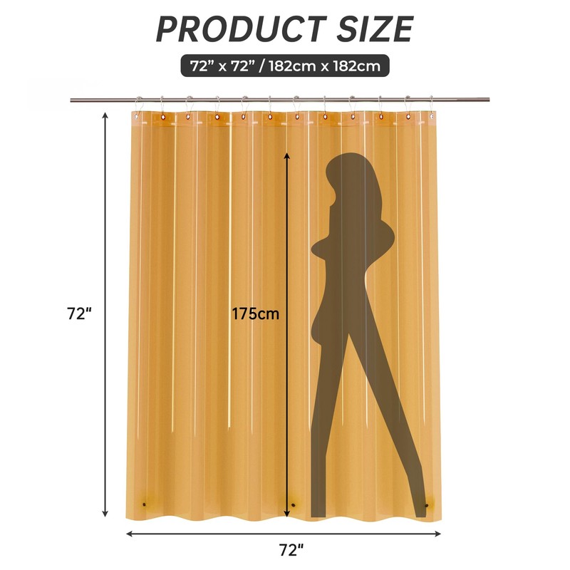 AmazerBath Shower Curtain Liner, 72x72 Transparent Orange Shower Liner, Lightweight