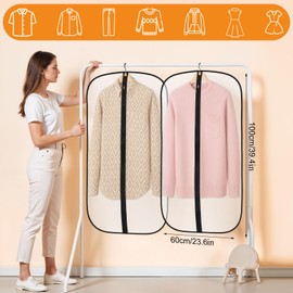 6 Pack Garment Bags 60 * 100cm, PEVA Translucent Garment Covers, 40inch Suit Storage Bags, Dress Organizer Bags Used To Protect Shirts, Winter Coats, Jackets, Evening Dresses and Other Garments