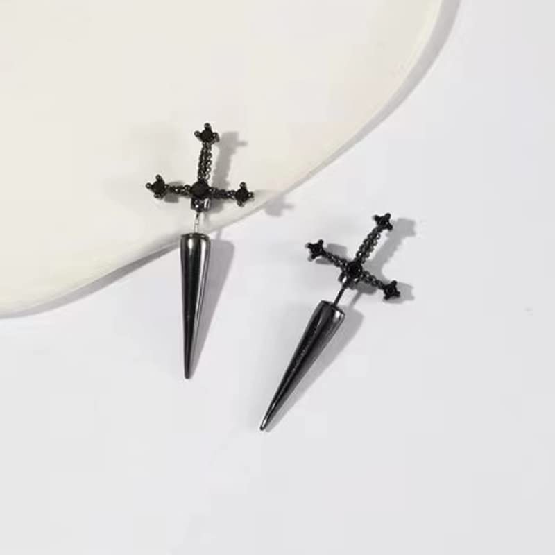 Gothic Unix Cross Sword Earrings Crystal Punk Knives Shape Cool