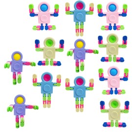 12 Pcs Fidget Spinners for Kids,Transformable Mini Fidget Sensory Spinner Toys Party Bag Fillers for Kids Teens,Chain Robot Finger Top Spinning Toy Stress Relief for Kid Adult,Colour Random