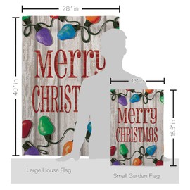 Breeze Decor S114185-BO Bright Merry Winter Christmas Decorative Vertical Flags Set, House 28"x 40" & Garden 13"x 18.5", Multi-Color