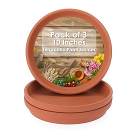 JUXYES Pack of 3 Terracotta Plant Pot Saucer, Terra Cotta Planter Saucers for Flower Pot, Small Terracotta Plant Tray Flower Planter Saucers for Indoor and Outdoor