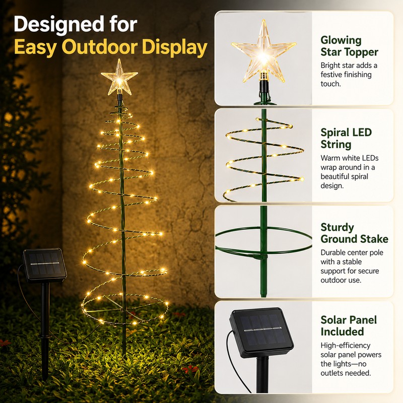 Solar Christmas Tree Light for Outdoor Decor – Waterproof LED