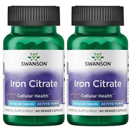 Swanson Iron Citrate 25 Milligrams 60 Veg Capsules (2 Pack)