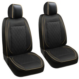 GIANT PANDA Front Car Seat Cover for Subaru, Piping Leather Bucket Seat Covers Custom Fit Subaru Outback Forester Crosstrek Legacy Impreza (Black+Beige)