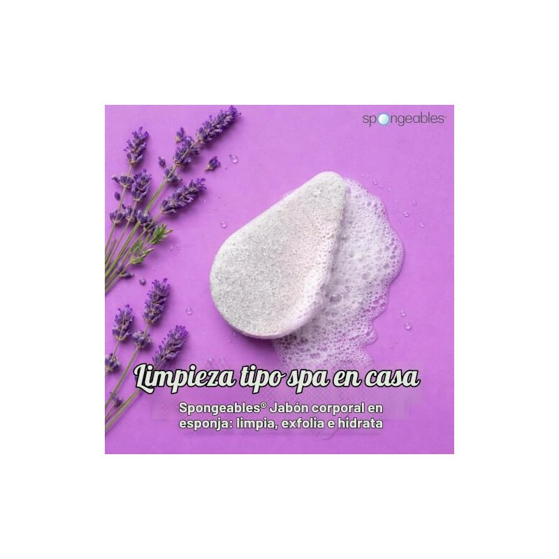 Spongeables Esponja Limpiadora Anti-Celulitis con Aceite de Oliva, Lavanda, 4oz