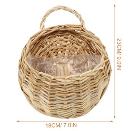 AOKWAWALIY 2pcs Wall Hanging Rattan Flower Basket Garlic Wicker Flower Holder Hanging Woven Basket for Flower