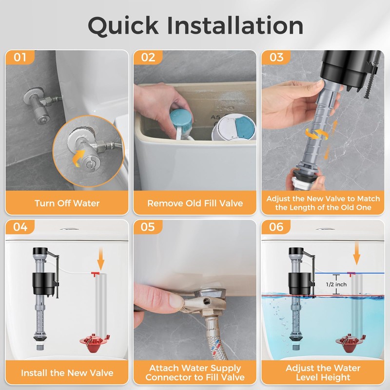 Houpeoro Universal Toilet Repair Kit for Inside Tank – Includes