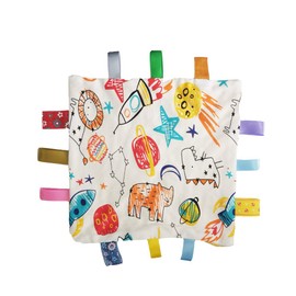 Tags Blanket, Tag Comforter Security Blankets with Colorful Tags, Infants Toddlers Plush Tag Blanket Newborn Baby Gift,Yellow Comforter Blanket