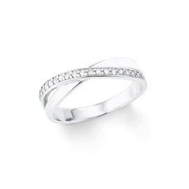 Amor 2035549 Women's Ring 925 Sterling Silver with Synthetic Zirconia Silver Comes in Jewellery Gift Box, Rhodium-plated 925 silver, Synthetic zirconia.