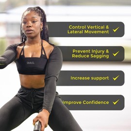Booband x SMUG Breast Support Band - High Impact Sports Bra Alternative Running Accessory for Women - Zero Bounce, Prevent Sagging and Injury, Improve Posture, Black, Large