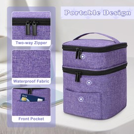 Teamoy Double Layer Breastmilk Cooler Bag, Fit for 4 Baby Bottles Up to 5 Ounce Bottle Bag, Breastmilk Cooler Tote Bag for Nursing Mom, Purple(Bag Only)