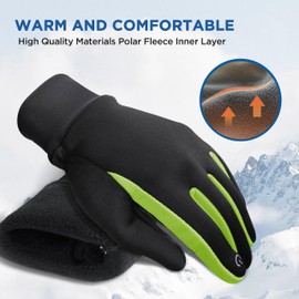 SIMARI Kids Winter Gloves with Touchscreen, Warm Thermal, Water-Resistant, Windproof for Boys Girls Toddler, Gloves for Cold Weather Running Cycling Snow Skiing Hiking Football Rugby Camping, Green