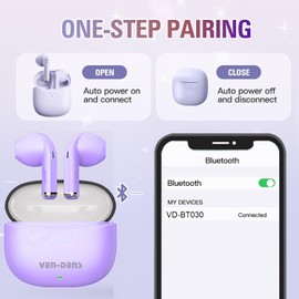 Wireless Earbuds For HONOR 200 Smart/200/200 Lite/200 Pro/400 Lite [BT030] Bluetooth 5.4 Earphone True Wireless, Touch Control, 4 Hour Playtime, Stereo Bass, Headphones with Charging Case (PURPLE)