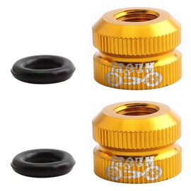 2 Packs Bike Tire Presta Valve Nut Bicycle Inner Tube Valve Nuts with Sealed O Rings for Mountain Road Bikes Accessories Cycling Parts (Gold)