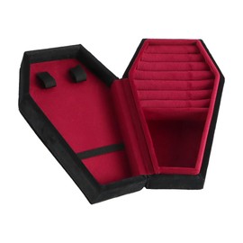 Laroal Mini Coffin Shaped Gothic Jewelry Box Plush Velvet Small Jewelry Organizer for Rings Earrings Necklaces Bracelets Unique Coffin Jewelry Case