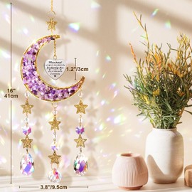 Gifts for Women, Birthday Gift for Women, Mother's Day Gifts, Gifts for Sisters, Girlfriend and Colleague, Moon Sun Catcher Crystal, Wind Chime for Windows, Bedroom, Car, House