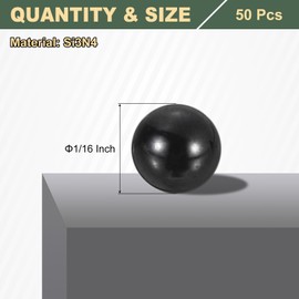 sourcing map 1mm Ceramic Bearing Balls, 50 Pcs Si3N4 Silicon Nitride Ball G10 Precision Balls for Aerospace Automotive Robotics, Black
