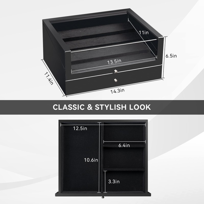 Emfogo Pocket Knife Display Case, Large Knife Collection Box for