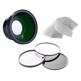 Olympus SP-565 UZ 0.43X High Definition Super Wide Angle Lens w/Macro (Includes Necessary Lens Adapter & Ring) + 52mm 3 Piece Filter Kit + Nwv Direct Micro Fiber Cleaning Cloth