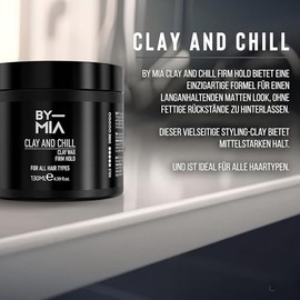 BY MIA Cera Clay And Chill 130 Ml | Arcilla Para El Cabello Para Hombres | Efecto Mate | Fijación Firme | Arcilla Para El Cabello Para Hombres | Arcilla Mate Para Cabello Para Hombres