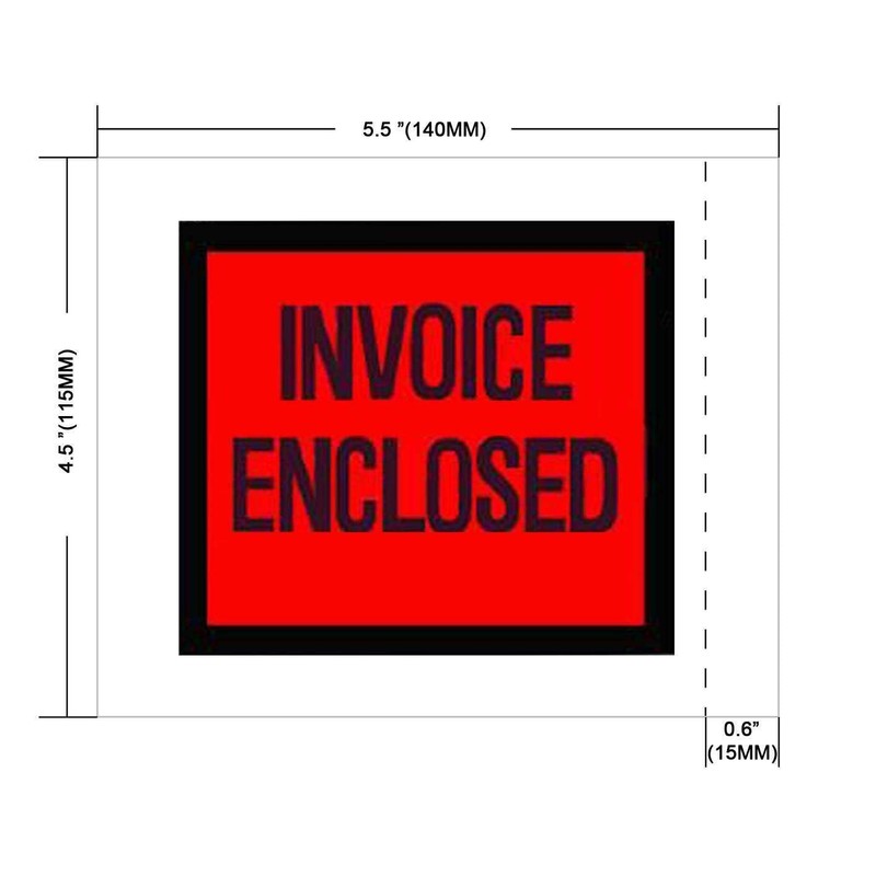 4.5" x 5.5" Invoice Enclosed Packing List Envelopes Full Face