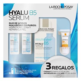 La Roche Posay Kit de serum facial anti arrugas con acido hialuronico + mini serum ácido hialurónico + bloqueador solar de regalo