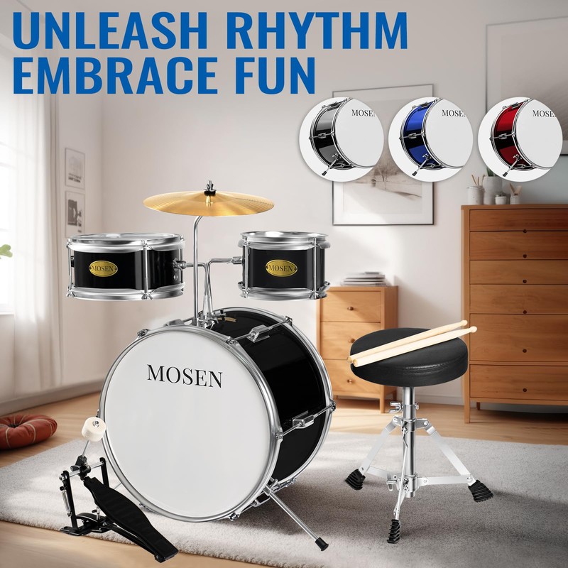 MOSEN Drum Set 3-Piece Beginner Drum Set Junior Drum Kit