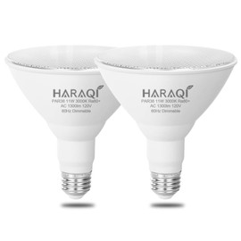 haraqi 2 Pack 120V E26 Base PAR38 11W LED Flood Dimmable Light Bulb, 1300LM 3000K Soft Warm Light, 100W Equivalent Reflector Flood Replacement Light Bulbs