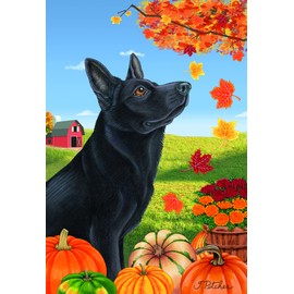 German Shepherd Black - Best of Breed Autumn Leaves Garden Flag