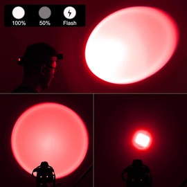 50000 Lumens Hunting Red Light Rechargeable Headlamp LED Tactical Head Lamp Super Bright Red Headlight Zoomable Waterproof 3 Modes Headlamps for Coyote Hog Astronomy Night Vision Aviation Fishing