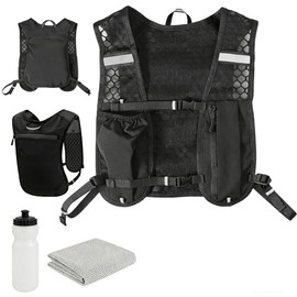 Chaleco de Hidratación para Correr con Botella Suave de 550ml, Toalla de Enfriamiento Refrescante Deportiva y Mochila de Agua Ajustable para Trail Running, Maratón, Escalada, Ciclismo
