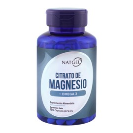 NATGEL - Citrato de Magnesio | 160 Cápsulas de 1g | Enriquecido con Omega 3 | Apoyo al Sistema Muscular y Nervioso | Alta Absorción | Ideal para Después del Ejercicio