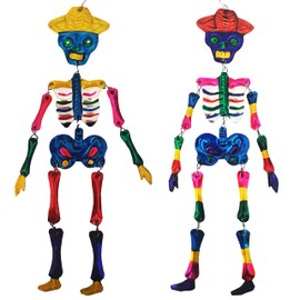 Adornos de lata mexicana, arte mexicano, adornos de Navidad mexicanos, dos esqueletos de lata, decoraciones del día de los muertos, adorno de Dia de Muertos, adornos de calavera de azúcar para árbol,