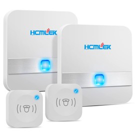 Hcmlek Wireless Doorbell Outdoor Waterproof 300 m Range Doorbell Wireless Set IP55 Front Door Bell with 2 Receivers for Outdoor, Front Door, Home, Shop, Office House Bell