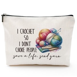 Crochet Makeup Bag, Small Cosmetic Bag, Waterproof Canvas Makeup Pouch, Birthday Christmas Friendship Gifts for Women Family Friends Teens Children, Travel Essentials for Women Girls-A05