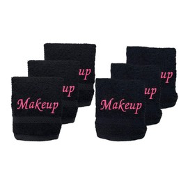 Makeup Remover Towels. Fingertip Face Reusable Washcloths. Embroidered, 100% Soft Cotton. Facial Cleansing. Pack of 6.