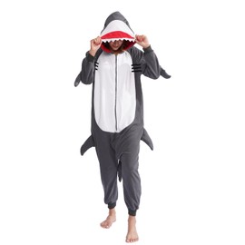 vavalad Adult Shark Onesie Pajamas Unisex Animal Cosplay Costume One Piece for Women and Men