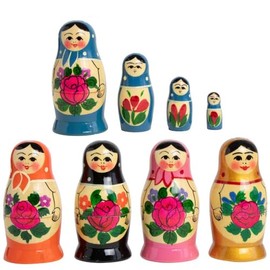 rukauf Rossijanotschka Matryoschka Matryoshka Babushka Matryoshka 9 cm Height - 4 Wooden Dolls - Various Designs - Wooden Doll Matryoshka Matryoshka