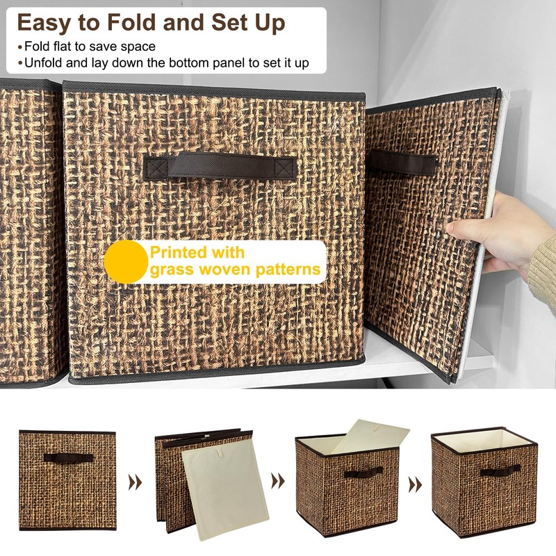 homyfort 12x12 Cube Storage Bins - Fabric Cubby Bins with