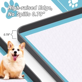 TIMOHCR Pee Pad Tray Holder for Dog,Silicone Dog Puppy Pad Holder,24" x 24" No Spill Raised Lip High Edge Leak-Proof Mat Holder for Training Pads,Square Potty Trays for Home Floor Protection 6 Clamps
