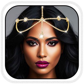 Catery Gold Head Chain Jewelry Boho Rhinestone Headpiece Crystal Egyptian Accessories for Women