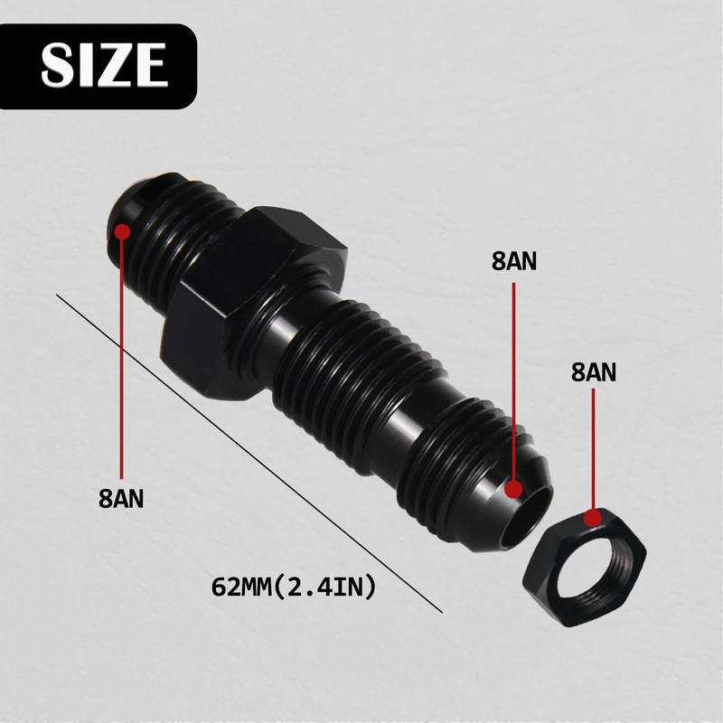 8AN Male Flare Straight Bulkhead Fitting Adapter with 8AN Nut