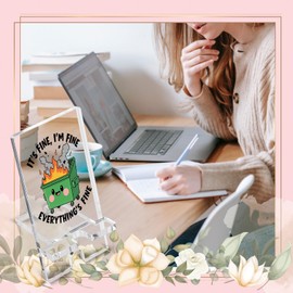vizuzi It's Fine I'm Fine Acrylic Phone Holder, Funny Dumpster Fire Office Cell Phone Stands, Work Burnout Humor Sarcastic Gifts for Women Men Colleague Boss Coworker Friend ZPH18