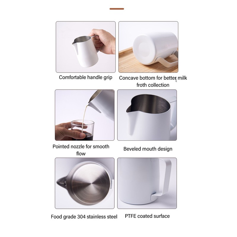Milk Frothing Pitcher 500ml 304 Stainless Steel Milk Jug Beveled