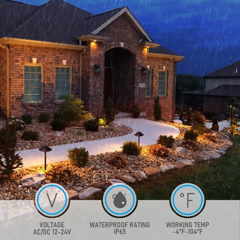 LEONLITE 5CCT Low Voltage Pathway Lights, 12-24V LED Landscape Path