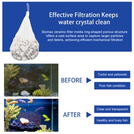 BioMax Biological Material Remover Replacement for Fluval Canister Filter, 17.6Oz/500g Biomax for Aquarium Filter Media, Filter Media Replacement Ceramic Rings for Aquarium Filter Fish Tank Pond
