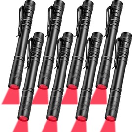 Tuanse 8 Pcs Red Light Flashlight Red LED Flashlight Pen Light Bright Torch for Night Astronomy Aviation Observation Turtle Safe Beach