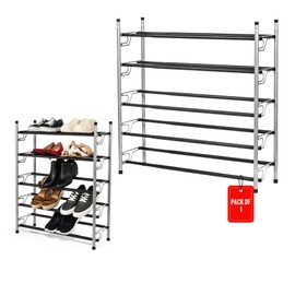 Free Standing Shoe Rack for Entryway, Sturdy 5-Tier Shoe Storage Shelf, Easy to Assemble Black Shoe Rack for Closet & Front Door Entrance, Shoe Organizer, Perfect Shoe Storage Organizer for Shoes Rack