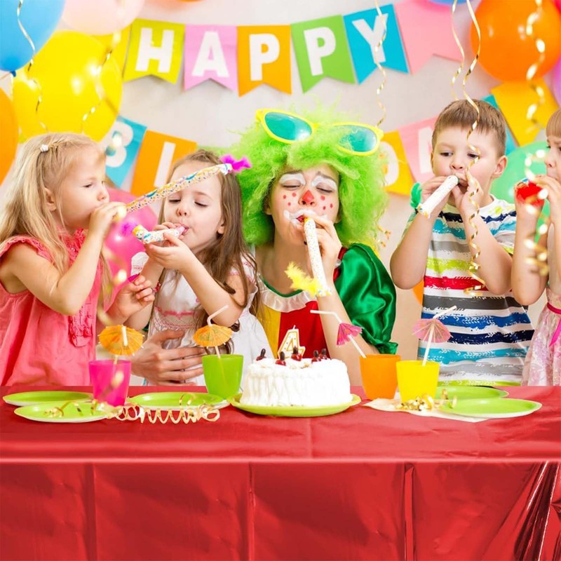 3Pcs Metallic Red Foil Table Cloth,54x108 Inch Rectangle Party Table